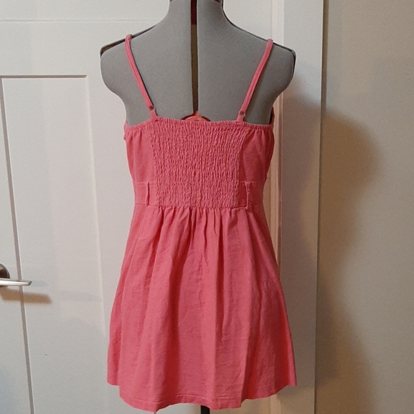 Pink Mini Spaghetti Strap Button Down Dress - Picture 3 of 7